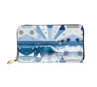 HGIUYDRD Two Puppies Print Portefeuille élégant et compact pour femme Motif double face, Vagues roulantes, Taille unique