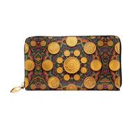 HGIUYDRD Un petit portefeuille pour femme avec imprimé de chat ludique, élégant et compact avec motif double face imprimé, Cercle jaune, Taille unique