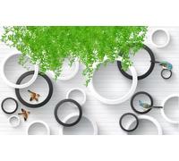 hgjdjhnf Papier peint 3D personnalisé, motif simple cercle de vigne, fond TV - 150 cm x 105 cm