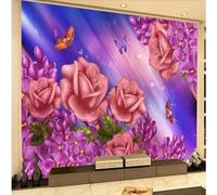hgjdjhnf Papier peint 3D texturé en soie de qualité supérieure, motif papillons roses et lavande, 150 cm x 105 cm. Idéal pour salle à manger, bureau, salon, chambre, canapé ou mur TV.