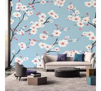 hgjdjhnf Papier peint à motifs floraux asiatiques - Fleurs de cerisier japonaises - Salon/Chambre, 400 cm x 280 cm