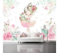 hgjdjhnf Papier peint non tissé avec de jolis motifs de roses pour filles, blanc, pour chambre à coucher, salon, décoration murale moderne, 400 x 280 cm