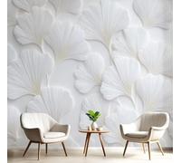 hgjdjhnf Papier peint photo 3D motif feuille de ginkgo simple et élégant, effet 3D, couleur crème, idéal pour salon et chambre. Dimensions : 150 cm x 105 cm.