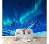 hgjdjhnf Papier peint photo Aurora Winter Mountains, papier peint 3D intissé, décoration murale pour bureau, salon, restaurant, café, 400 cm x 280 cm