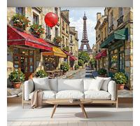 hgjdjhnf Papier peint photo aux tons naturels, illustration aquarelle de Paris, fresque murale pour salon, chambre, poster panoramique, décoration murale pour chambre d'enfant, 300 cm x 210 cm