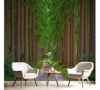 hgjdjhnf Papier peint photo Chemin forestier Plantes naturelles Effet 3D, pour la décoration du salon et de la chambre Papier peint photo d'angle Vert émeraude, 150 cm x 105 cm