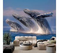 hgjdjhnf Papier peint photo effet 3D, animaux marins, baleine, bleu, pour salon, chambre, chambre d'enfant, décoration murale derrière la télévision, 200 cm x 140 cm
