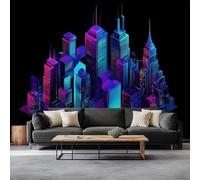 hgjdjhnf Papier peint photo effet 3D style science-fiction, motif panoramique noir, intissé, représentant une ville, idéal pour décorer un salon, une chambre ou un mur TV, 430 cm x 300 cm.