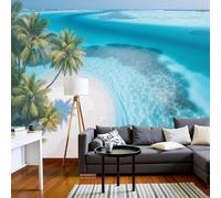 hgjdjhnf Paysage de plage de rêve, papier peint photo pour chambre ou salon, décoration murale effet 3D, palmiers naturels, 430 cm x 300 cm
