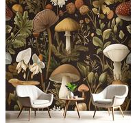 hgjdjhnf Tableau décoratif mural Forêt de champignons, ciel étoilé rétro pour chambre - Brun rouille - Photo décorative pour salon, grand tableau vintage, 350 cm x 256 cm