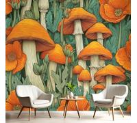 hgjdjhnf Tableau photo 3D Forêt de champignons, illustration dessinée à la main, décoration murale pour salon ou chambre, motifs d'agrumes, 150 cm x 105 cm