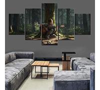hgjfg Impression sur Toile 5 Parties Tableau Salon Moderne XXL Personnage Last Us Part 2 Mur Art Décorations Murales HD Imprimé Peinture Murale Maison Décor À La Cadre