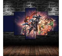 hgjfg Impression sur Toile 5 Parties Tableau Tableaux Decoration Murale Photo Image Artistique Photographie Graphique Justice League Comics Batman HD Imprimé Maison Décor À La Cadre