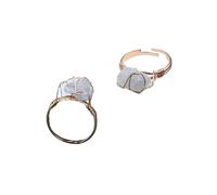 HGJH 2 Pcs Naturel Celestite Anneau Irrégulier Cristal Brut Twining Anneau Réglable Femmes Ouvert Pierre Anneaux Reiki Équilibre Cheville Doigt Anneaux Pour Femmes Fille Hommes