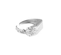HGJH Bague Argent 925 Dames,S925 Sterling Silver Carrés Géométriques Anneau Anneaux Réglables Irrégularité Anneau Ouvert Argent Pouce Anneau Éternité Anneau Charme De Mariage Bijoux Cadeaux pour