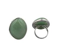 HGJH Bague Femme, Bague en Aventurine Verte Naturelle Irrégulière Incrustée De Mode Simple Bague Ouverte pour Femme Réglable 7 Anneaux De Pierres Précieuses Reiki Chakra Bague D'Éternité pour Femm
