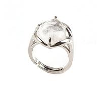 HGJH Bague Femme, Bague en Pierre De Quartz Cristal Redimensionnable Cristal De Roche Naturel Goutte d'eau Bague en Pierre pour Les Femmes Bijoux De Fête