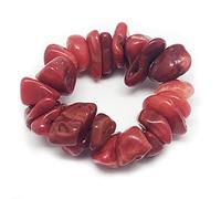 HGJH Bague Femme, Boho Fait À La Main Pierre Naturelle Corail Rouge Femmes Bijoux De Mode Extensible Multi Couleur Réglable Cristal Bague De Fête De Mariage