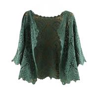 HGJH Bolero,Mesdames Dentelle Crochet Bolero Shrugs Tops Courts Élégant Cardigan À Manches Courtes Open Front Sheer Shrugs Tops Épaule Veste Cape Soirée Cover Up pour Robes,Vert,L