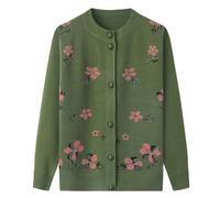 HGJH Cardigan léger Classique pour Femme Senior Cardigan tricoté d'âge Moyen et âgé Vieille Dame décontractée Haut Grand mère Manteau Printemps Automne Pull Chaud Vert S