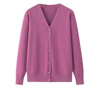 HGJH Cardigan léger Classique pour Femme Senior Cardigan tricoté d'âge Moyen et âgé Vieille Dame Haut décontracté Grand mère Manteau Printemps Automne Pull Chaud Violet XL