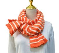 HGJH Écharpe Chaude Femme,Écharpes d'hiver À Tricoter La Rayure Châle Doux Et Chaud Couverture Épaisse Orange Blanc L'Écharpe Douce Au Toucher Écharpe d'hiver À La Mode Écharpes Volées pour Fem