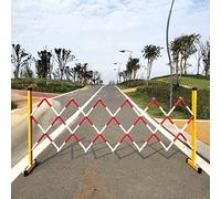 HGJHJJHK Barrière de sécurité piétonne portable, barrière de barrière extensible avec barrière de circulation à 2 roues pour station de métro et aéroport (couleur : rouge-blanc, taille : 1,2 x 2,5 m)