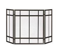 HGJHJJHK Fiche à cheminée Black Home Room Room Whited Fer Fiche à Trois Volets Décoration avec Une partition de Fire