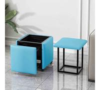 HGJHJJHK Pouf gigogne 5 en 1 empilable, tabouret cube magique avec siège en cuir nappa, cadre et roues en acier au carbone (taille : 35 x 35 x 35 cm, couleur : bleu)
