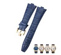 HGJHJJHK Pour Vacheron Constantin à l'étranger Black Blue Brun Bamboo Grain Watch Bands 25 mm Sobroche de montre d'interface convexe en cuir authentique (couleur: fermoir en or de 10 mm)