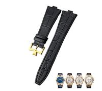HGJHJJHK Pour Vacheron Constantin à l'étranger Black Blue Brun Bamboo Grain Watch Bands 25 mm Sobroche de montre d'interface convexe en cuir authentique (couleur: fermoir en or de 10 mm)