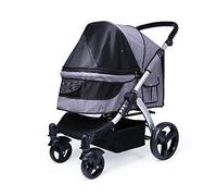 HGJHJJHK Poussette de voyage pour chiens de taille moyenne et grande - Chariot de transport pliable avec roulettes - Gris