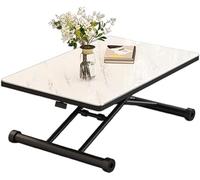 HGJHJJHK Table à Manger à café Convertible avec Hauteur réglable Pliable Conception en Bois Tablette et Jambes en métal Robustes, B, 90 * 60 * 10-71 cm