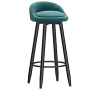 HGJHJJHK Tabouret de bar avec dossier en velours doux et repose-pieds en métal noir, tabouret de bar moderne pour cuisine, petit déjeuner, salon de beauté (taille : 75 cm, couleur : vert)