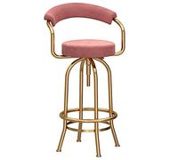 HGJHJJHK Tabouret de bar pivotant en velours avec dossier, tabouret de bar moderne avec repose-pieds rond, réglable de 70 à 85 cm (couleur : rose)