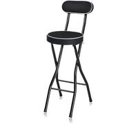 HGJHJJHK Tabouret de Bar Portable avec Dossier et Repose-Pied, Chaise Pliante de comptoir avec Cadre en Acier pour Le Petit déjeuner de l'îlot de Cuisine, Noir 2 pc, 65 cm / 26 Pouces