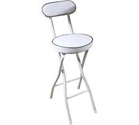 HGJHJJHK Tabouret de Bar Portable avec Dossier et Repose-Pieds, Chaise Pliante de comptoir avec Cadre en Acier pour Le Petit déjeuner de l'îlot de Cuisine, Blanc 1 pc, 70 cm / 28 Pouces