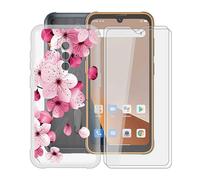 HGJTF Coque pour Blackview BV5200 Pro (6.1"), [2 Pièces] Verre Trempé Protection écran et Mince TPU Bumper Souple Silicone Antichoc Housse Etui pour Blackview BV5200 Pro - Fleur de Pêche