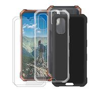 HGJTF Coque pour Blackview BV7100 (6.58") avec 2 Pièces Verre Trempé Film, Ultra Mince Souple Silicone Case TPU Bumper Anti-Choc Anti-Rayures Housse Etui pour Blackview BV7100 - Noir + Clear