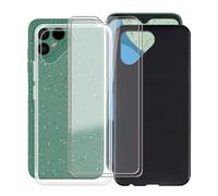 HGJTF Coque pour Fairphone 4 (6.3"), Noir + Transparente Étui avec 2 X Verre Trempé, Housse de Protection en Silicone Souple Ultra-Mince Antichoc Anti-Rayures pour Fairphone 4