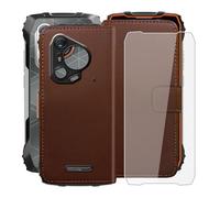 HGJTFANY Coque pour Blackview BL7000 (6.78") avec Verre trempé, PU Flip Housse Etui, Fonction Stand avec Fente Carte Bouton magnétique Cuir Cover Case - Brown