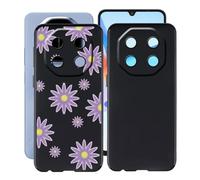 HGJTFANY Coque pour Blackview Shark 6 (6.88"), 2 pièces Noir Souple Silicone Ultra Mince Case, Antichoc Anti-Rayures TPU Bumper Housse Etui pour Blackview Shark 6 - Fleur Violette