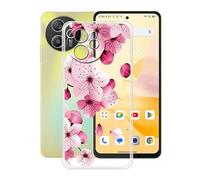 HGJTFANY Coque pour Blackview Shark 8 (6.78"), Transparent Souple Silicone Case Cover, [Ultra-Mince] [Antichoc] TPU Bumper Housse Etui pour Blackview Shark 8 - Fleur de pêche