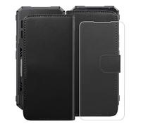 HGJTFANY Coque pour Cubot Kingkong 11 (6.72") avec Verre trempé, PU Flip Housse Etui, Fonction Stand avec Fente Carte Bouton magnétique Cuir Cover Case - Black