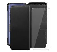 HGJTFANY Coque pour Doogee Blade 20 Turbo (6.60") avec Verre trempé, PU Flip Housse Etui, Fonction Stand avec Fente Carte Bouton magnétique Cuir Cover Case - Black
