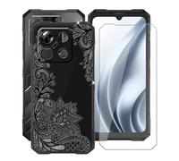 HGJTFANY Coque pour Doogee Blade GT Pro (6.72") et Protecteur D'écran en Verre Trempé, Étui de Protection en Silicone Noir, Ultra Fine Anti-Rayures Coque pour Doogee Blade GT Pro - Rose Noire