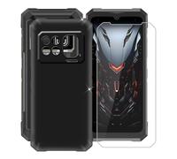 HGJTFANY Coque pour Doogee Fire 6 Max (6.72") et Protecteur D'écran en Verre Trempé, Étui de Protection en Silicone Noir, Ultra Fine Anti-Rayures Coque pour Doogee Fire 6 Max - Noir