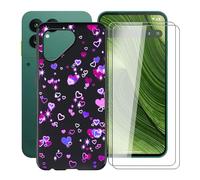 HGJTFANY Coque pour Fairphone Gen 6 (6.31") avec 2 x Verre Trempé Film Protecteur, Antichoc en Silicone Souple Case, Noir TPU Bumper Housse Etui pour Fairphone Gen 6 - Bulles d'amour