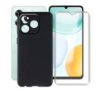 HGJTFANY Coque pour Honor X5c Plus avec 3 x Verre Trempé Film Protecteur, Antichoc en Silicone Souple Case, Noir TPU Bumper Housse Etui pour Honor X5c Plus (6.74")
