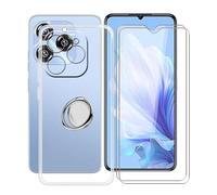 HGJTFANY Coque pour Oukitel C50 5G (6.8") + [2 X Protecteur d'écran], avec Rotation 360 Degrés Anneau Support, Transparent Anti-Choc Souple TPU Housse Etui pour Oukitel C50 5G